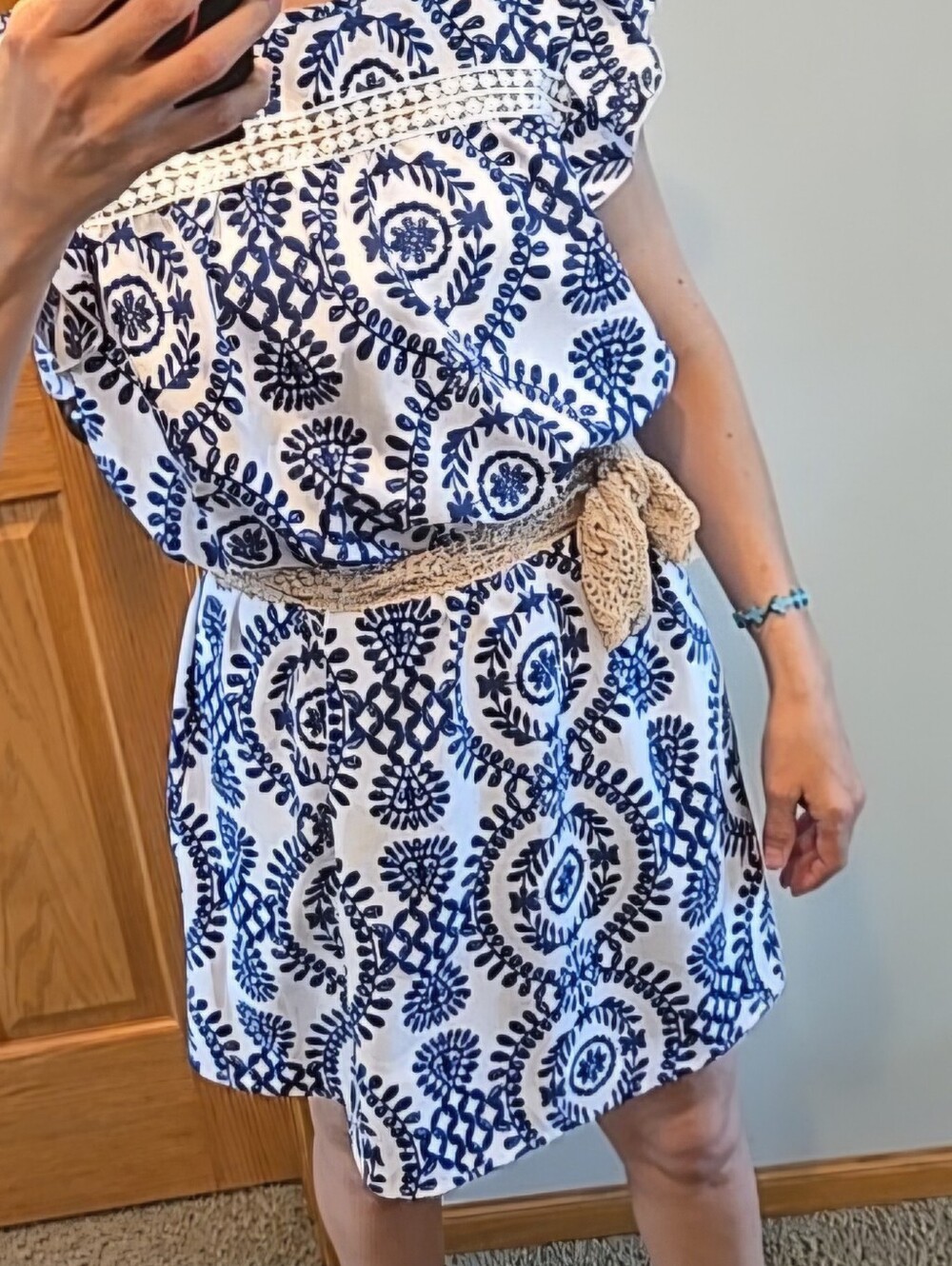 Vivid Eden L Summer Womens Round Neck Cap Sleeve Dress Lace Patchwork A Line - Picture 8 of 15